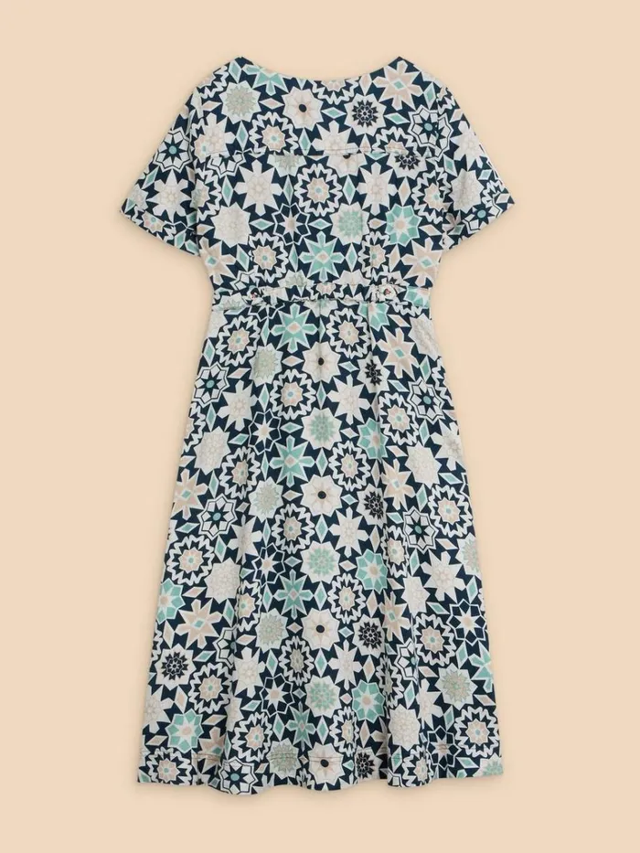 Women DRESSES White Stuff Ivy Linen V Neck Midi Dress Blue Print Women DRESSES White Stuff Ivy Linen V Neck Midi Dress Blue Print