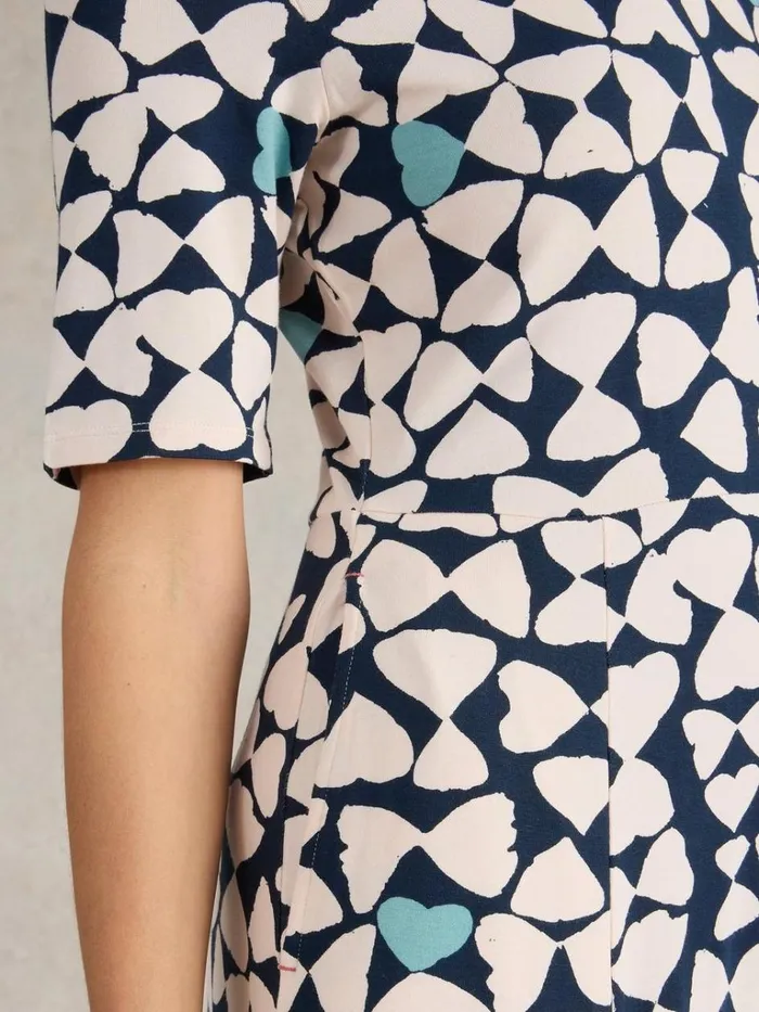 Women DRESSES White Stuff Madeline Midi Jersey Dress Navy Print