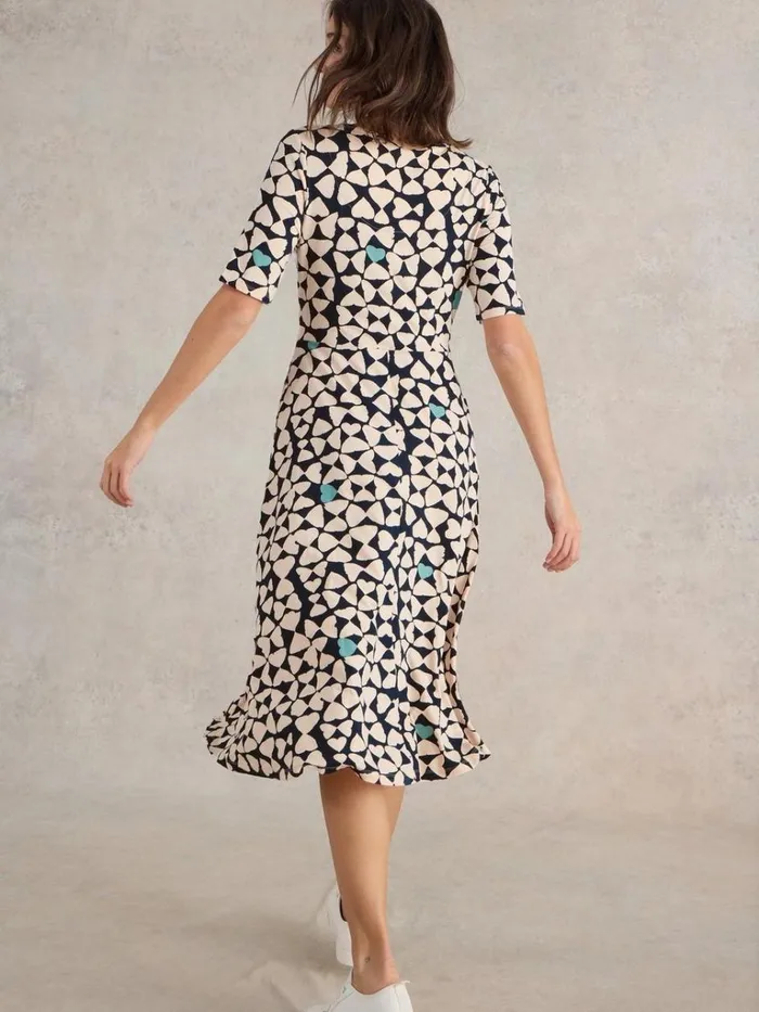 Women DRESSES White Stuff Madeline Midi Jersey Dress Navy Print
