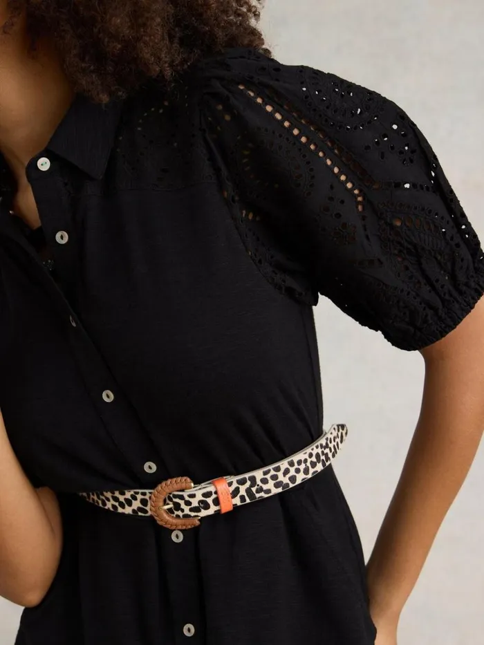 Women DRESSES White Stuff Rua Broderie Shirt Dress Pure Black