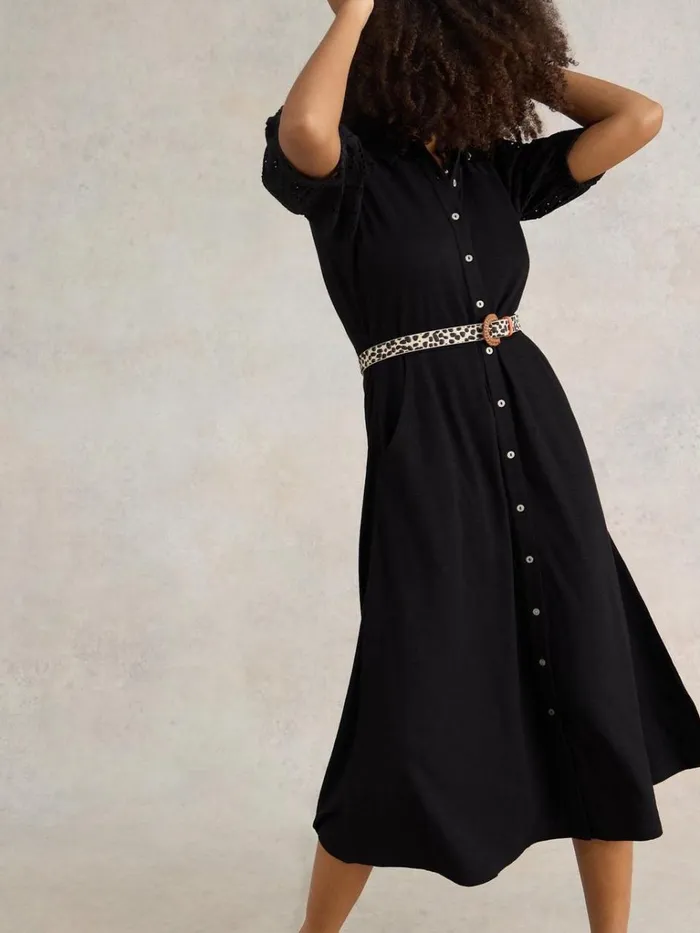 Women DRESSES White Stuff Rua Broderie Shirt Dress Pure Black Women DRESSES White Stuff Rua Broderie Shirt Dress Pure Black