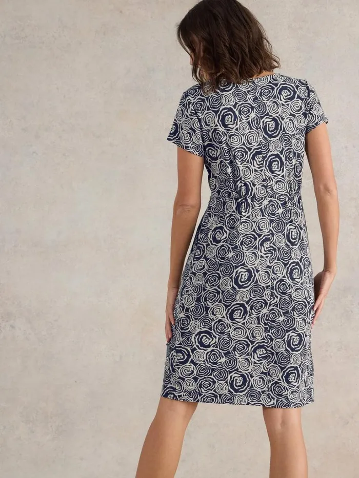 Women DRESSES White Stuff Tallie Knee Length Jersey Dress Navy Print Women DRESSES White Stuff Tallie Knee Length Jersey Dress Navy Print