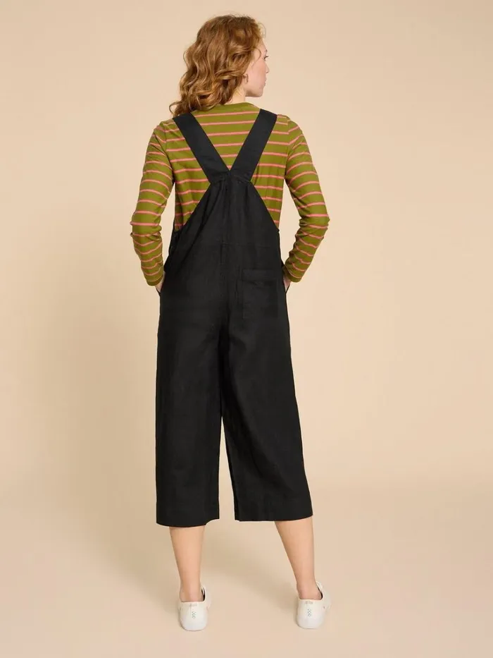 Women DRESSES White Stuff Viola Crop Linen Dungaree Pure Black Women DRESSES White Stuff Viola Crop Linen Dungaree Pure Black