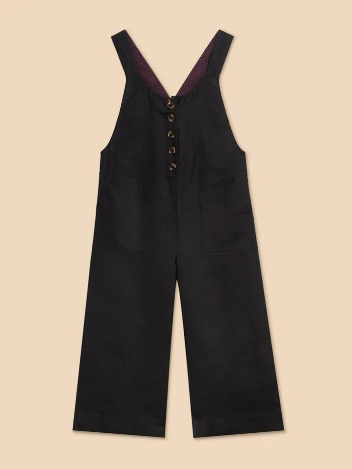 Women DRESSES White Stuff Viola Crop Linen Dungaree Pure Black Women DRESSES White Stuff Viola Crop Linen Dungaree Pure Black