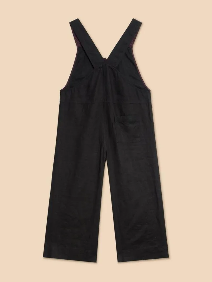 Women DRESSES White Stuff Viola Crop Linen Dungaree Pure Black Women DRESSES White Stuff Viola Crop Linen Dungaree Pure Black