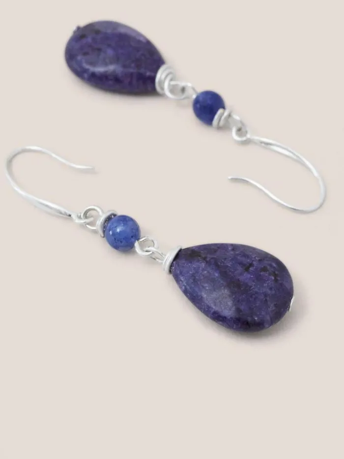 Women EARRINGS White Stuff Blue And Purple Stone Drop Earrings Blue Multi