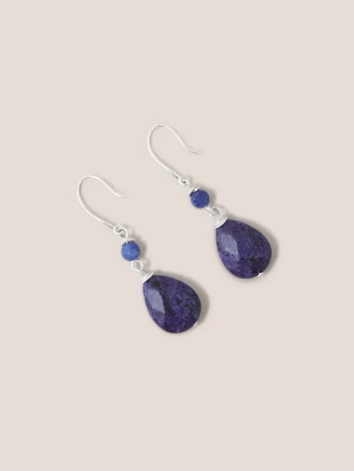 Women EARRINGS White Stuff Blue And Purple Stone Drop Earrings Blue Multi Women EARRINGS White Stuff Blue And Purple Stone Drop Earrings Blue Multi