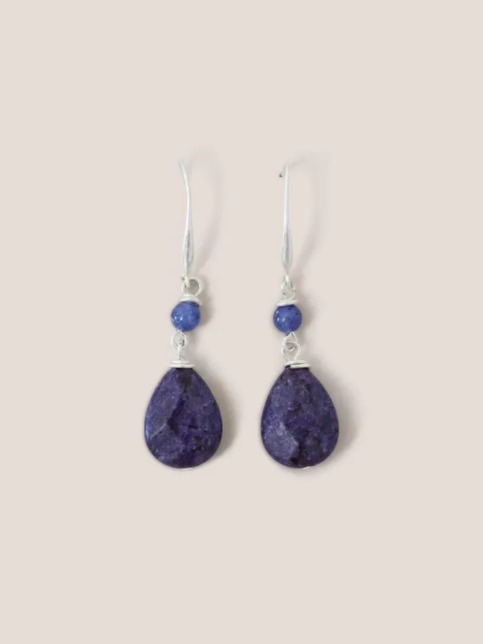 Women EARRINGS White Stuff Blue And Purple Stone Drop Earrings Blue Multi Women EARRINGS White Stuff Blue And Purple Stone Drop Earrings Blue Multi