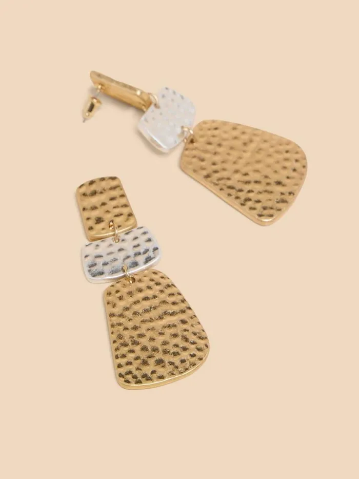 Women EARRINGS White Stuff Liv Hammered Drop Earrings Mixed Metallic