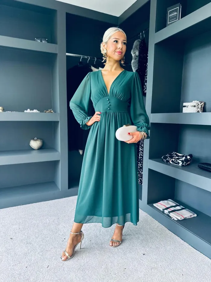 Women Evening Dress Canella Lane Cliona Banded Midi Dress Forest