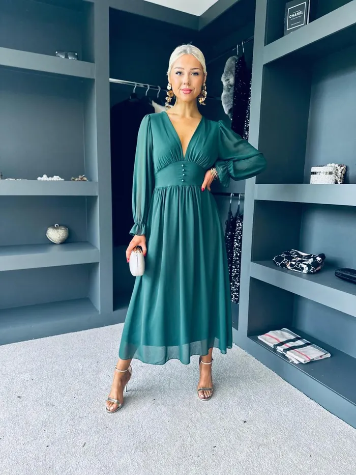 Women Evening Dress Canella Lane Cliona Banded Midi Dress Forest