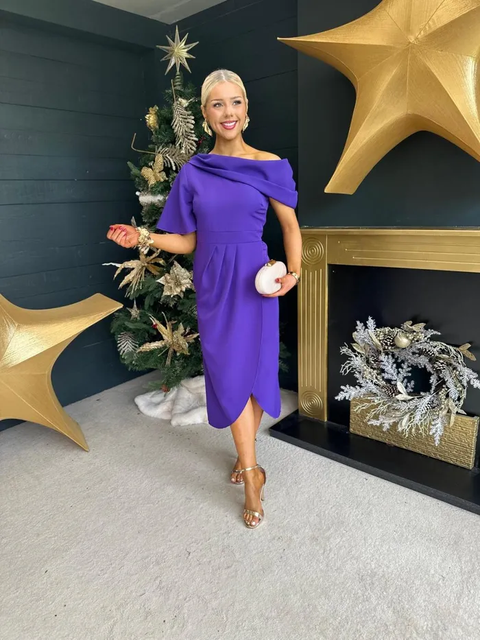 Women Evening Dress Canella Lane Hilary Detailed Occasion Dress Violet