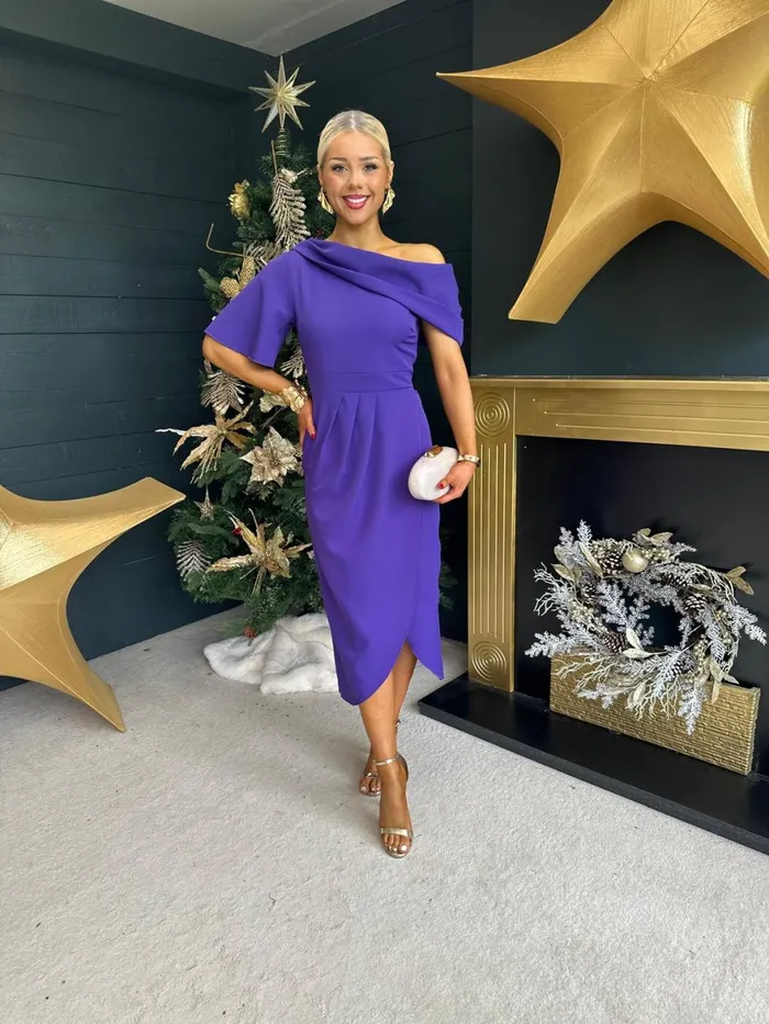Women Evening Dress Canella Lane Hilary Detailed Occasion Dress Violet