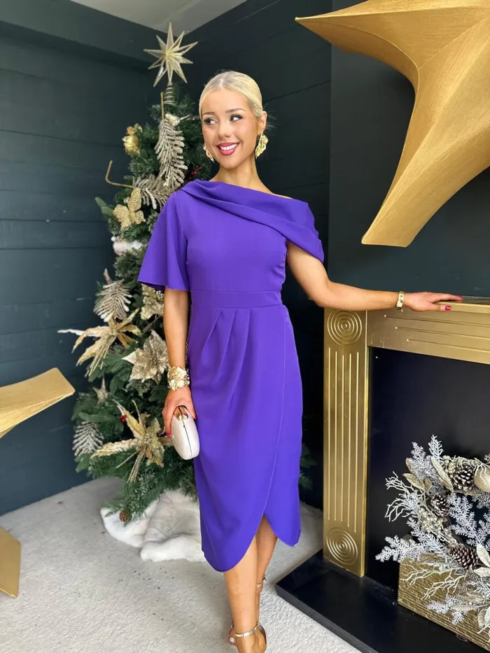 Women Evening Dress Canella Lane Hilary Detailed Occasion Dress Violet