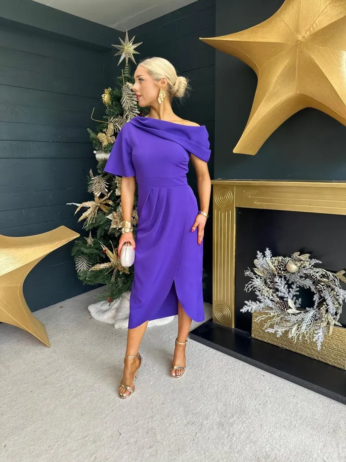 Women Evening Dress Canella Lane Hilary Detailed Occasion Dress Violet