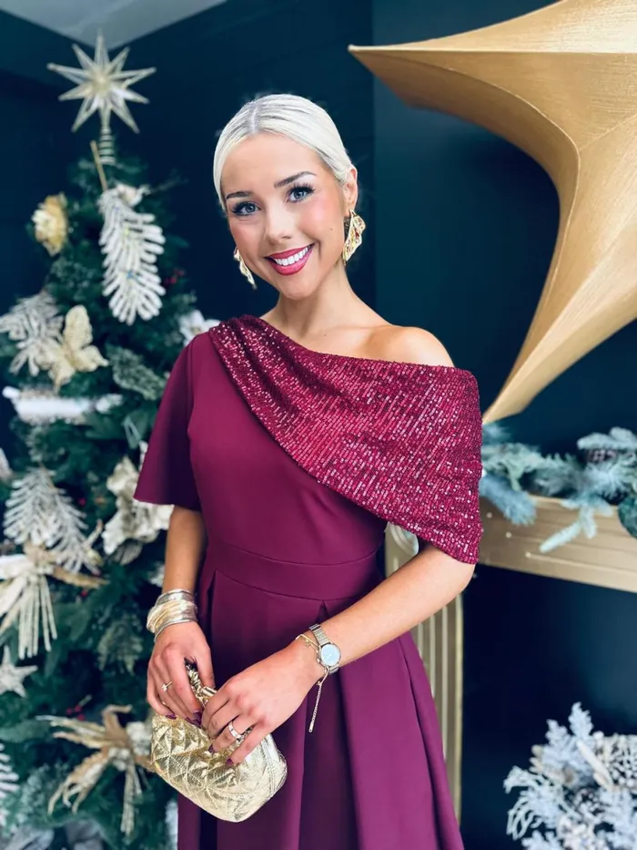 Women Evening Dress Canella Lane Juliet Detailed Occasion Dress Burgundy