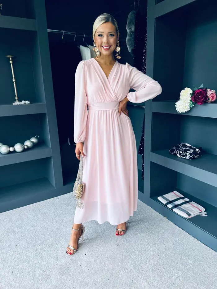 Women Evening Dress Canella Lane Maeve Banded Midi Dress Pwr Pink