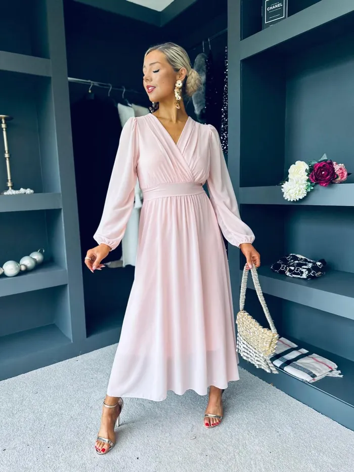 Women Evening Dress Canella Lane Maeve Banded Midi Dress Pwr Pink