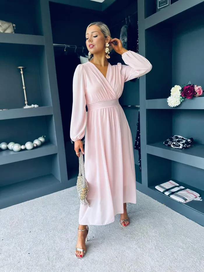 Women Evening Dress Canella Lane Maeve Banded Midi Dress Pwr Pink