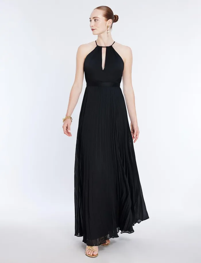 Women Evening Dresses and Gowns BCBG Primrose Pleated Gown Black