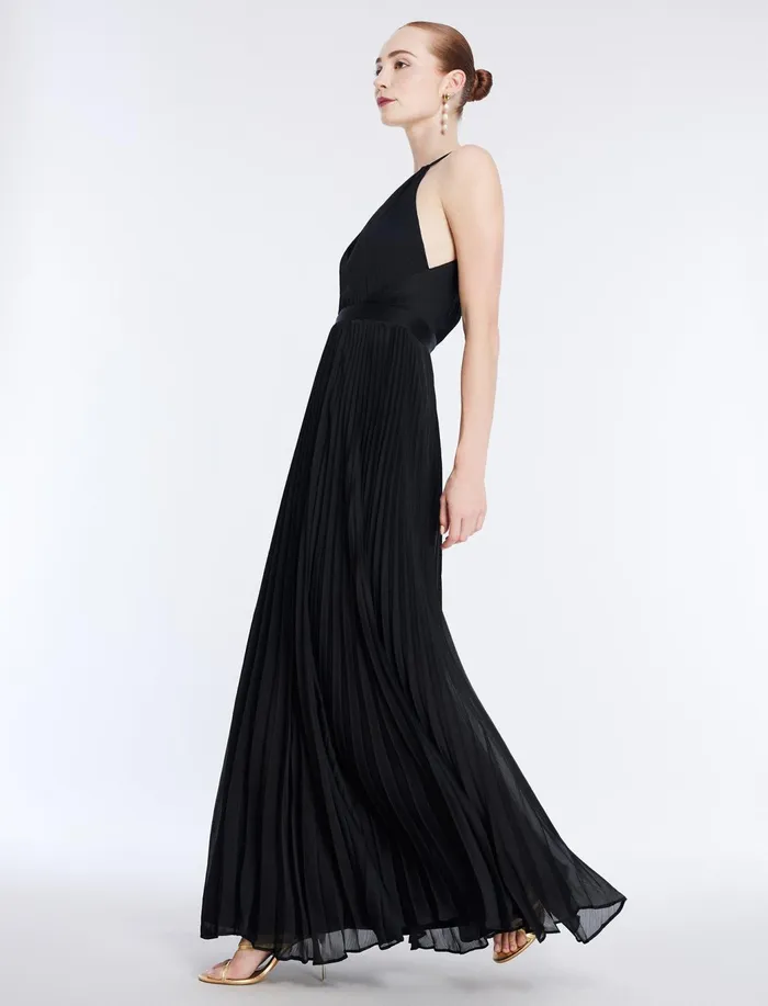 Women Evening Dresses and Gowns BCBG Primrose Pleated Gown Black