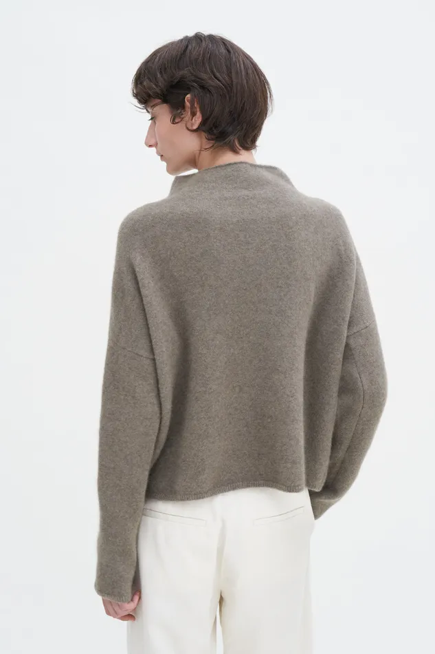 Women filippak Mika Yak Funnelneck Sweater Moss Grey Knitwear Women filippak Mika Yak Funnelneck Sweater Moss Grey Knitwear