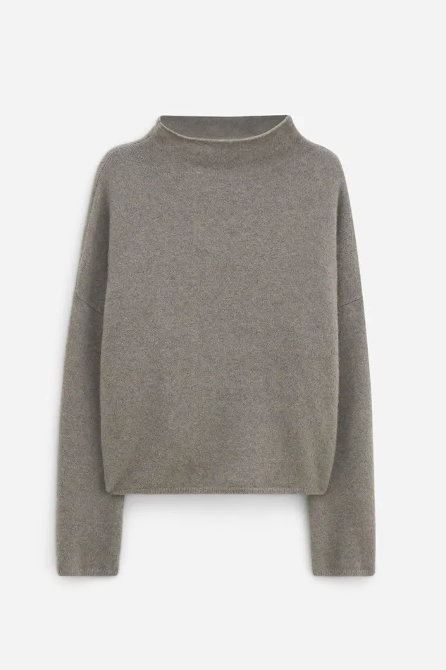 Women filippak Mika Yak Funnelneck Sweater Moss Grey Knitwear Women filippak Mika Yak Funnelneck Sweater Moss Grey Knitwear