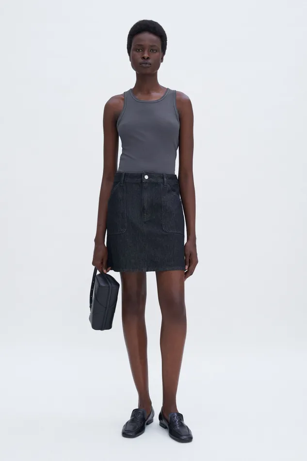 Women Fine Rib Tank Charcoal Grey Tops and TShirts filippak