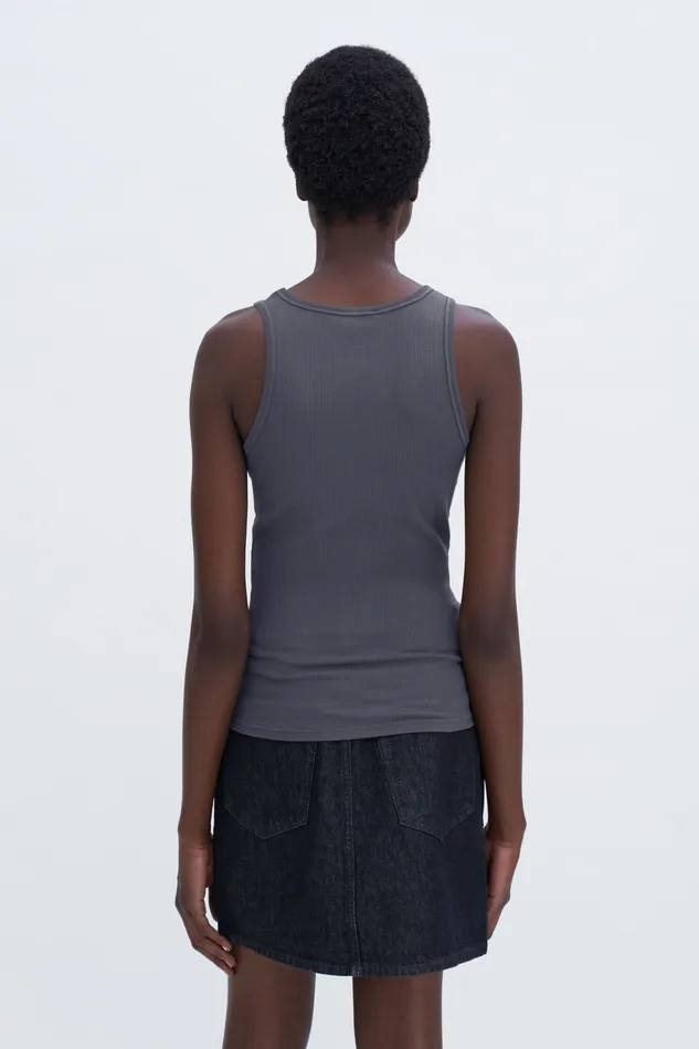 Women Fine Rib Tank Charcoal Grey Tops and TShirts filippak Women Fine Rib Tank Charcoal Grey Tops and TShirts filippak