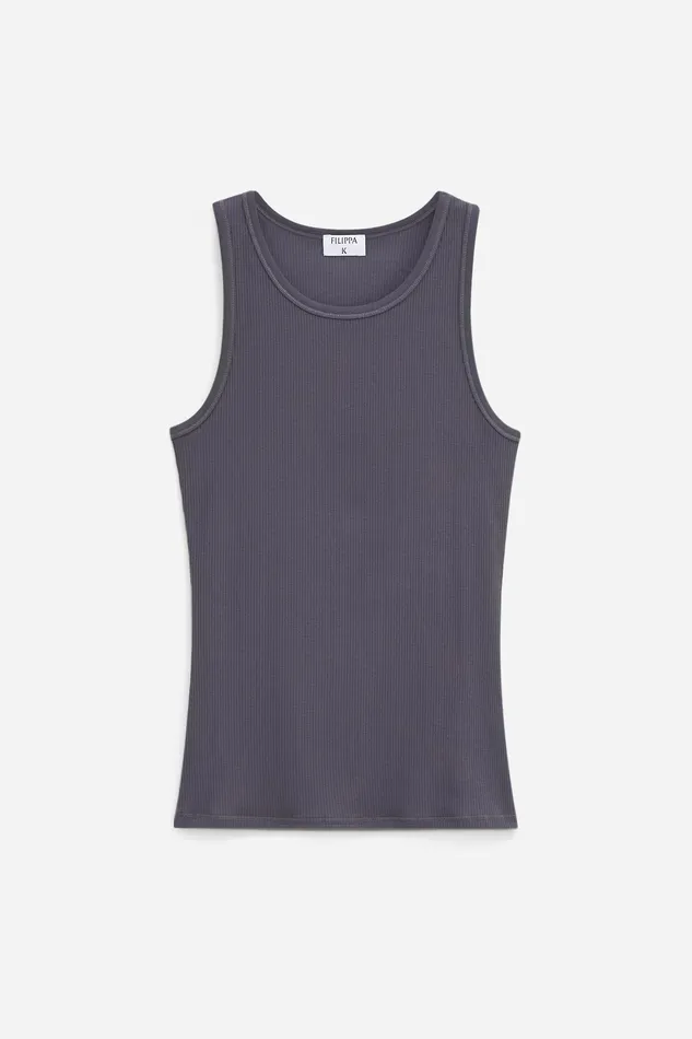 Women Fine Rib Tank Charcoal Grey Tops and TShirts filippak Women Fine Rib Tank Charcoal Grey Tops and TShirts filippak