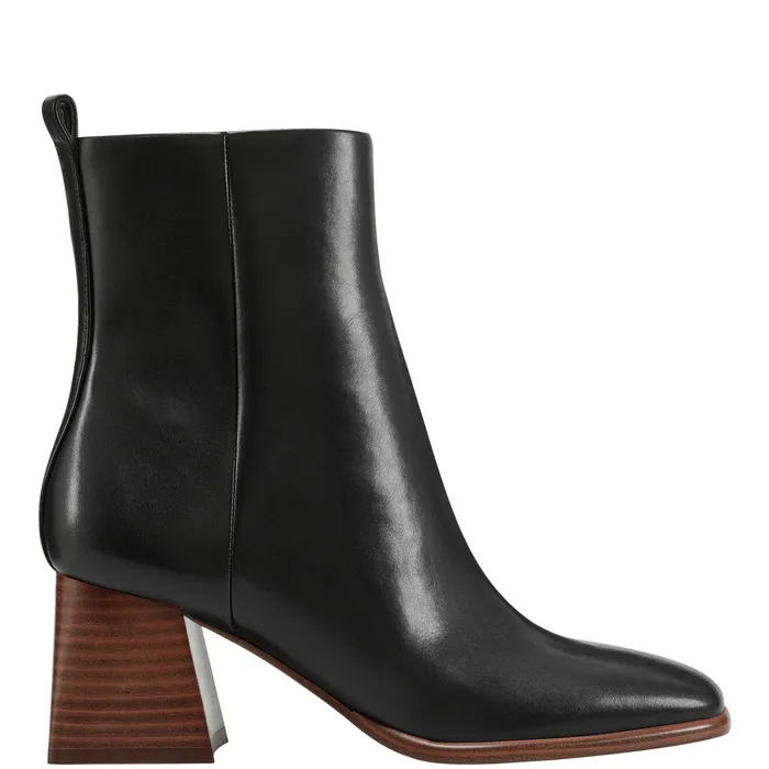 Women Floria Square Toe Bootie Black Leather Booties Marc Fisher