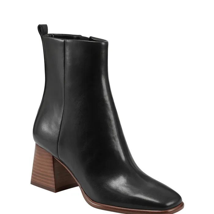 Women Floria Square Toe Bootie Black Leather Booties Marc Fisher