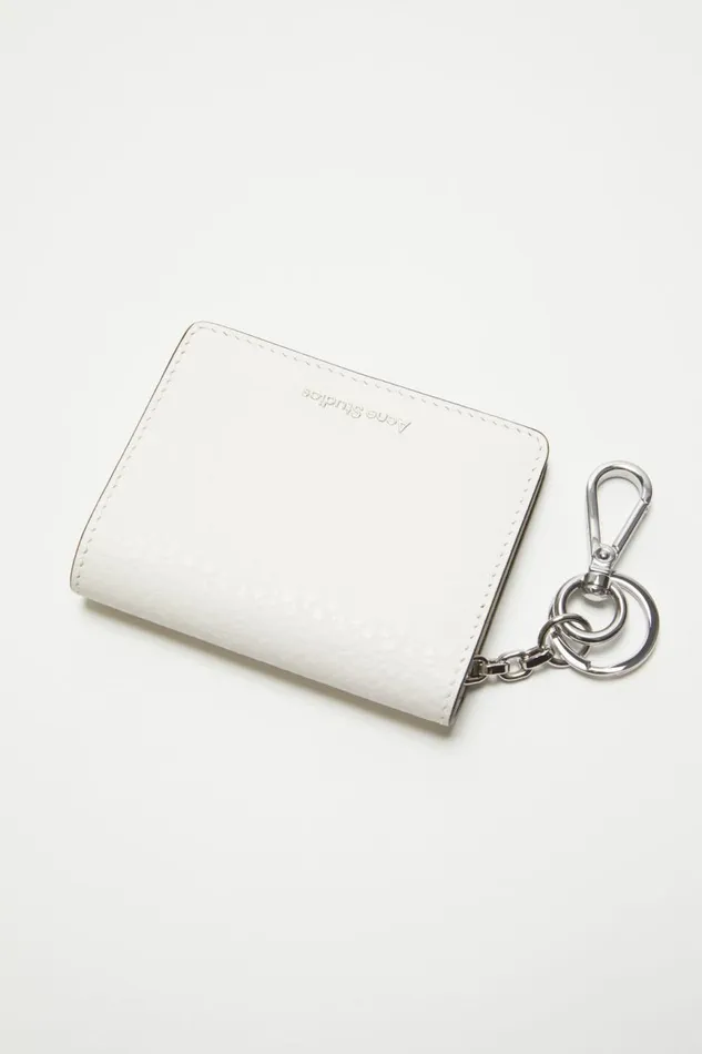 Women Folded Leather Wallet White Acne Studios Small Leather Goods