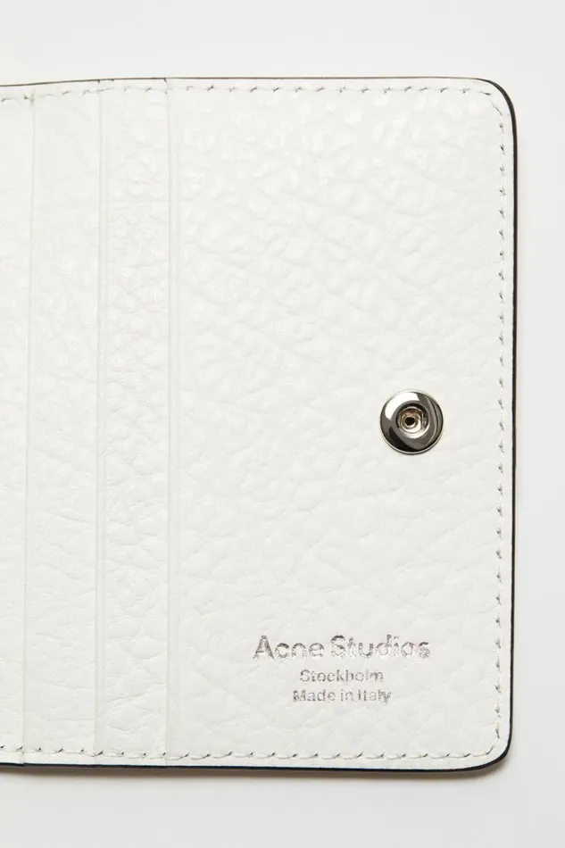 Women Folded Leather Wallet White Acne Studios Small Leather Goods