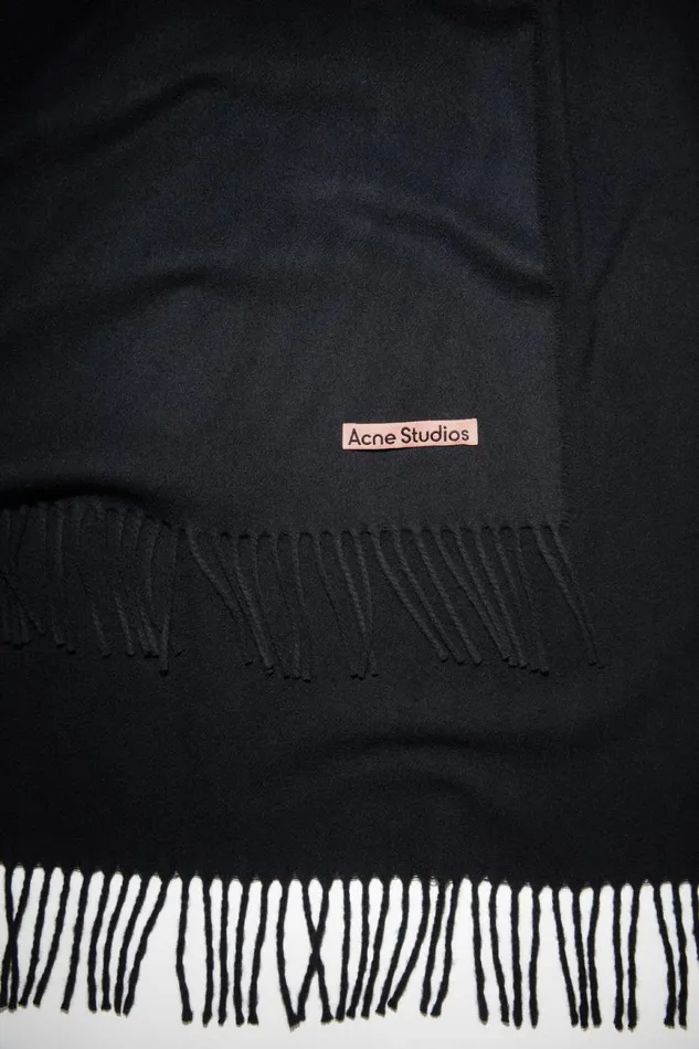 Women Fringe Wool Scarf 8211 Oversized Black Acne Studios Scarves