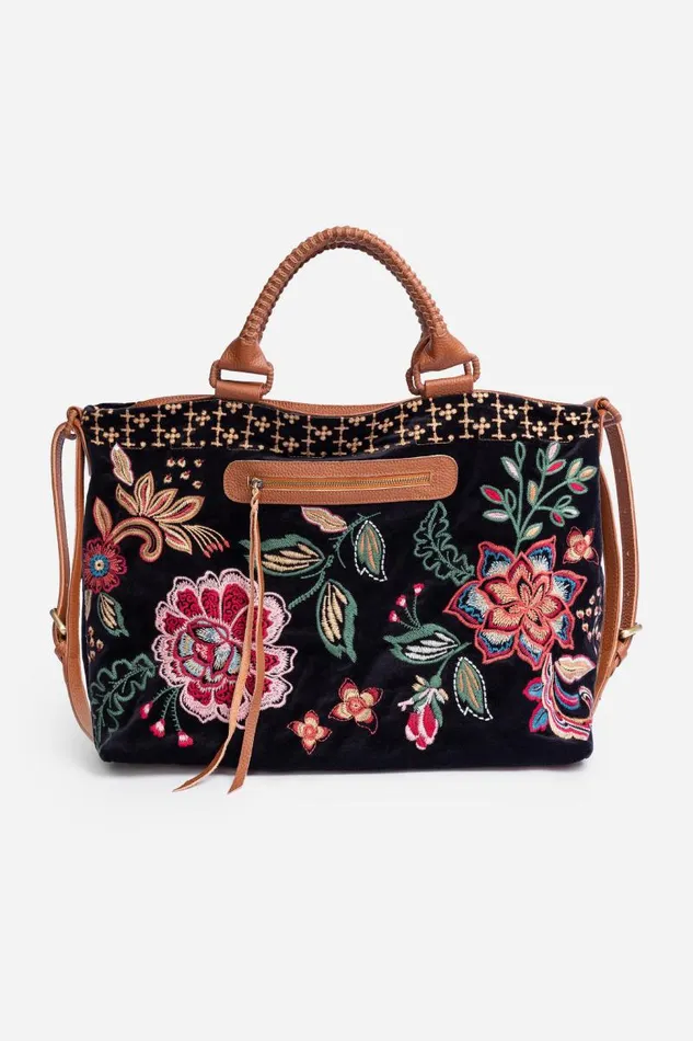 Women Handbags Johnny Was MESSINE OVERNIGHT BAG Black