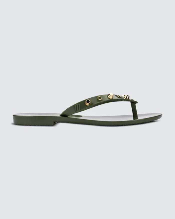 Women Harmonic Studs Green Melissa Flip Flops