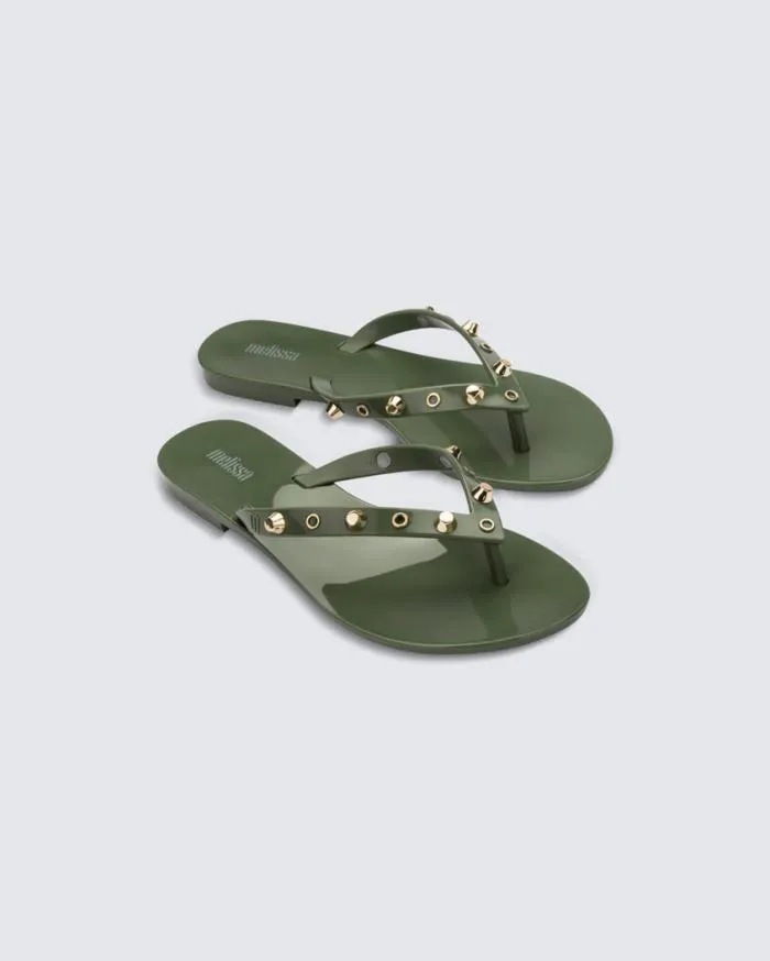 Women Harmonic Studs Green Melissa Flip Flops