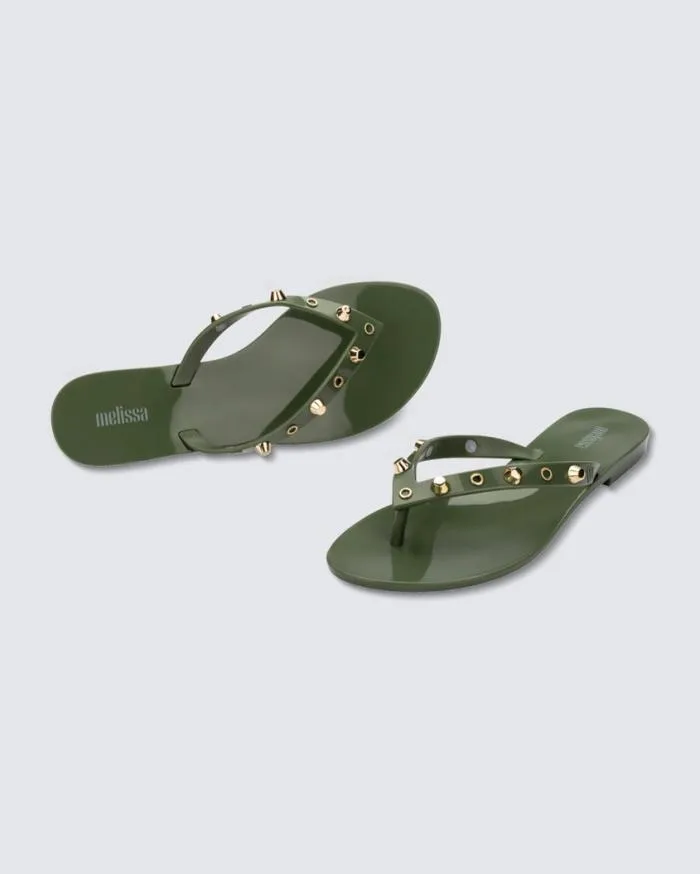 Women Harmonic Studs Green Melissa Flip Flops