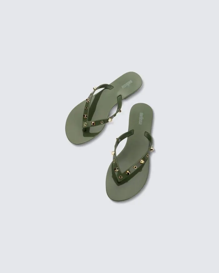 Women Harmonic Studs Green Melissa Flip Flops