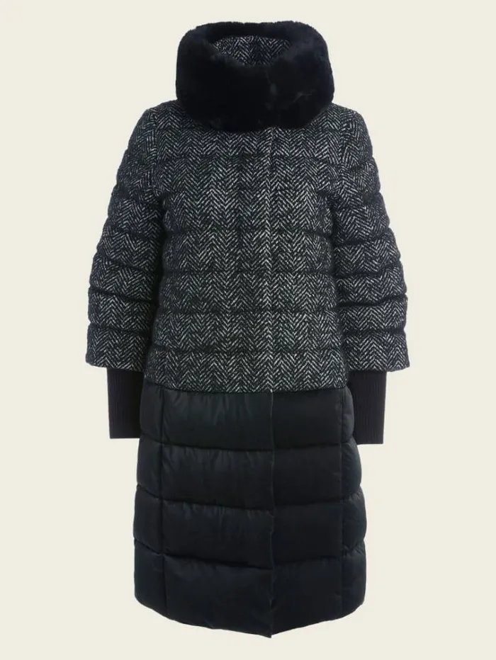Women Jackets Marciano Abbey Puffer Coat Chevron Black and White Women Jackets Marciano Abbey Puffer Coat Chevron Black and White
