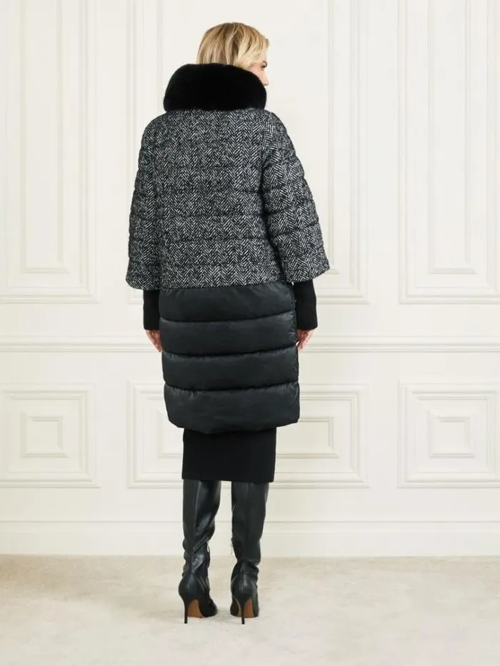 Women Jackets Marciano Abbey Puffer Coat Chevron Black and White Women Jackets Marciano Abbey Puffer Coat Chevron Black and White