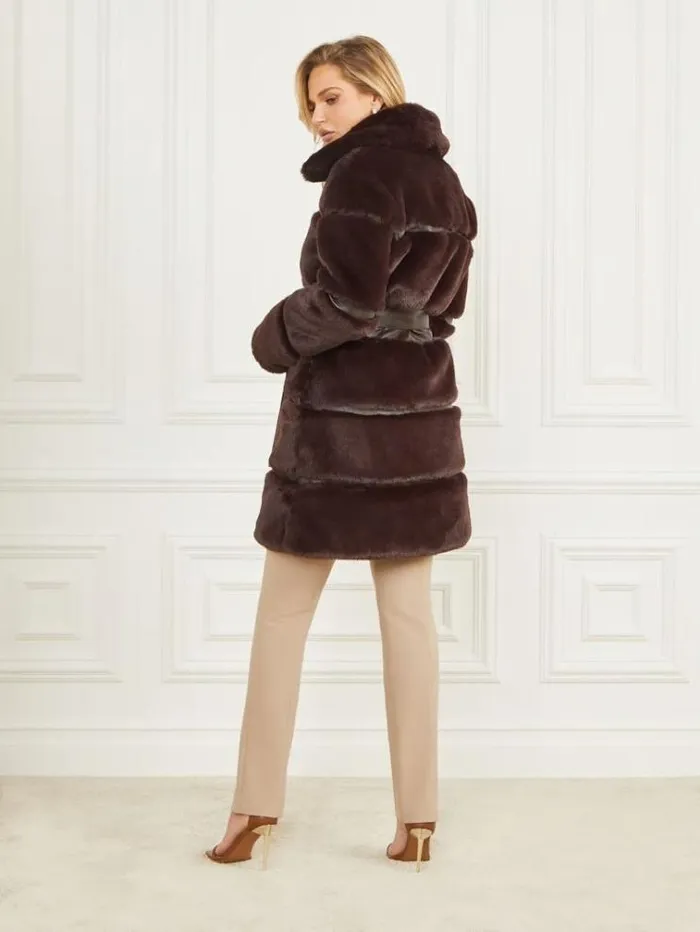 Women Jackets Marciano Rosetta FauxFur Coat Dark Roast Multi