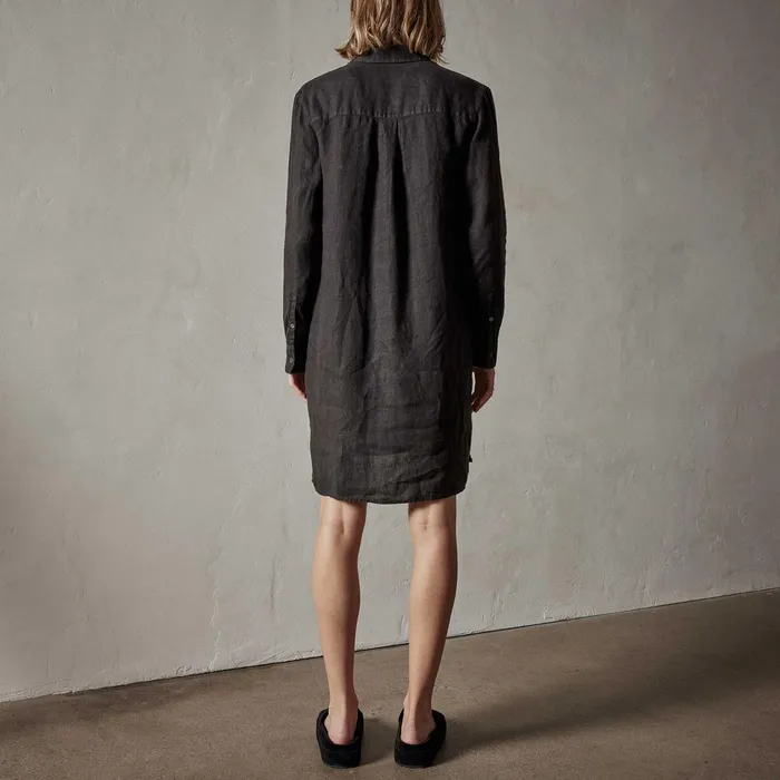 WOMEN James Perse DRESSESJUMPSUITS Lightweight Linen Shirt Dress Black
