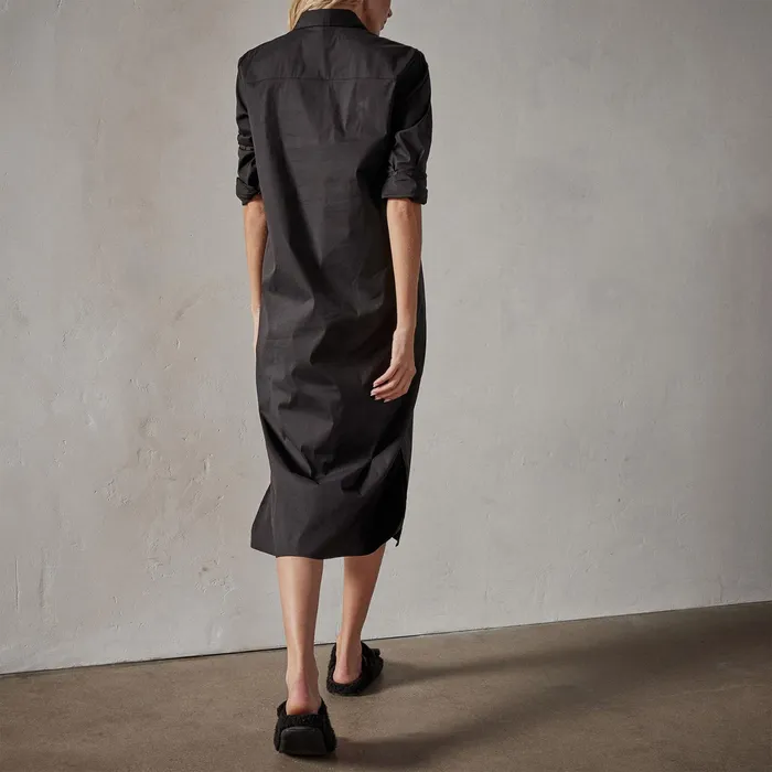 WOMEN James Perse DRESSESJUMPSUITS Matte Stretch Poplin Shirt Dress Black