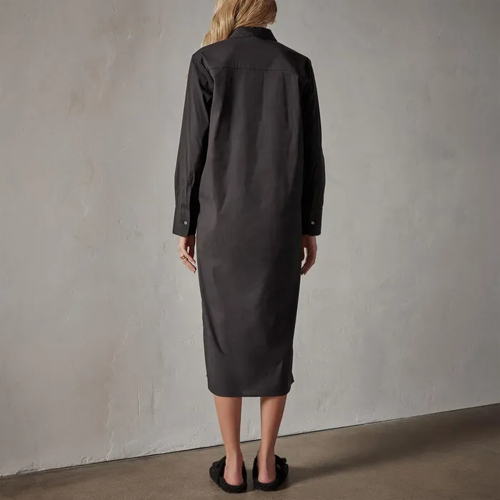 WOMEN James Perse DRESSESJUMPSUITS Matte Stretch Poplin Shirt Dress Black