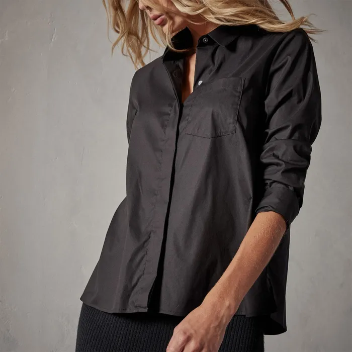 WOMEN James Perse SHIRTING Matte Stretch Poplin Long Sleeve Shirt Black