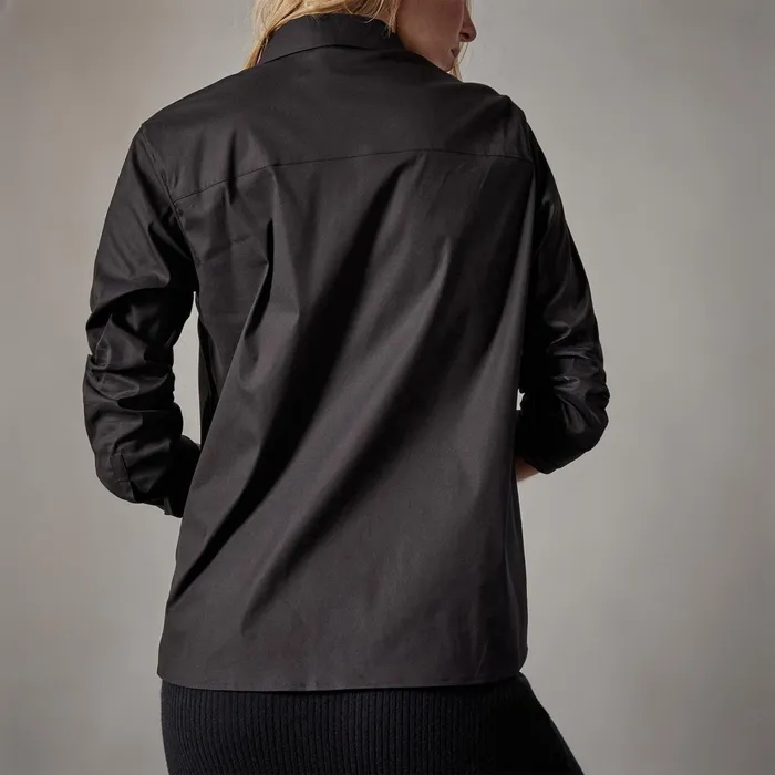 WOMEN James Perse SHIRTING Matte Stretch Poplin Long Sleeve Shirt Black