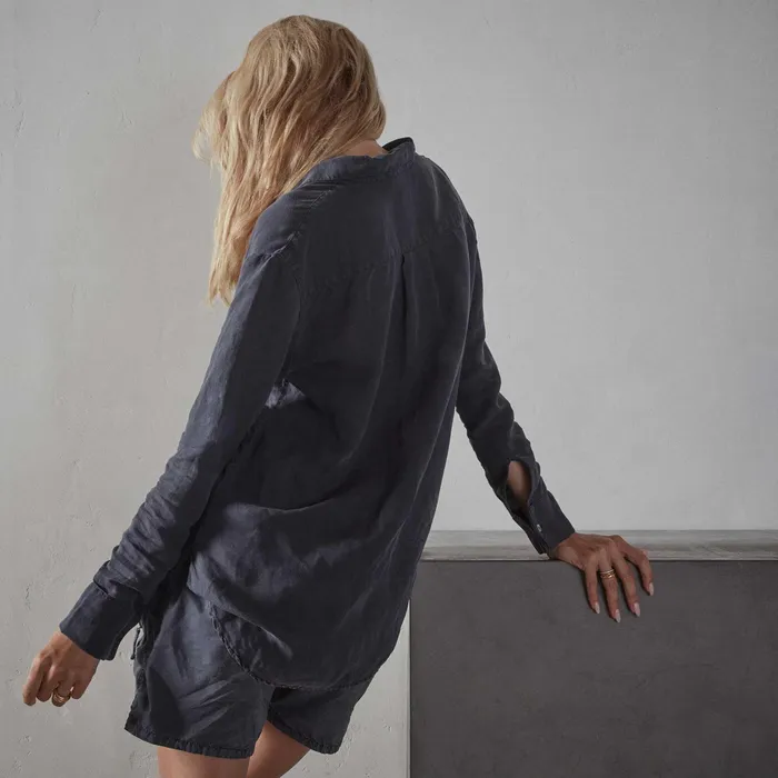 WOMEN James Perse SHIRTING Tencel Linen Dress Shirt Titan Pigment