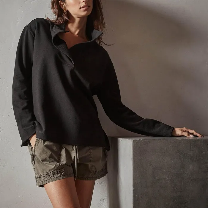 WOMEN James Perse SWEAT TOPSBOTTOMS French Terry Open Funnel Neck Black